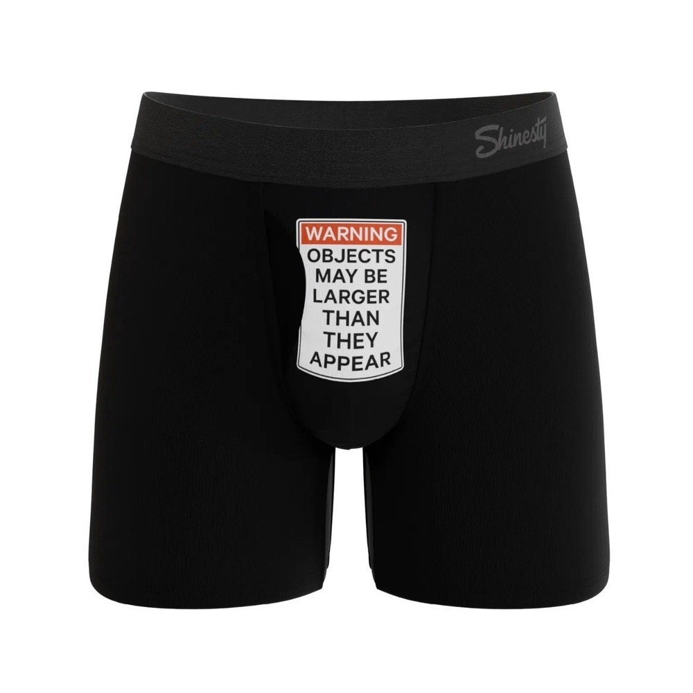 Shinesty Mens Ball Hammock Boxer Briefs Black Warning Graphic Funny Underwear S